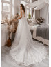 V Neck Ivory 3D Lace Tulle Elegant Wedding Dress V Neck Ivory 3D Lace Tulle Elegant Wedding Dress